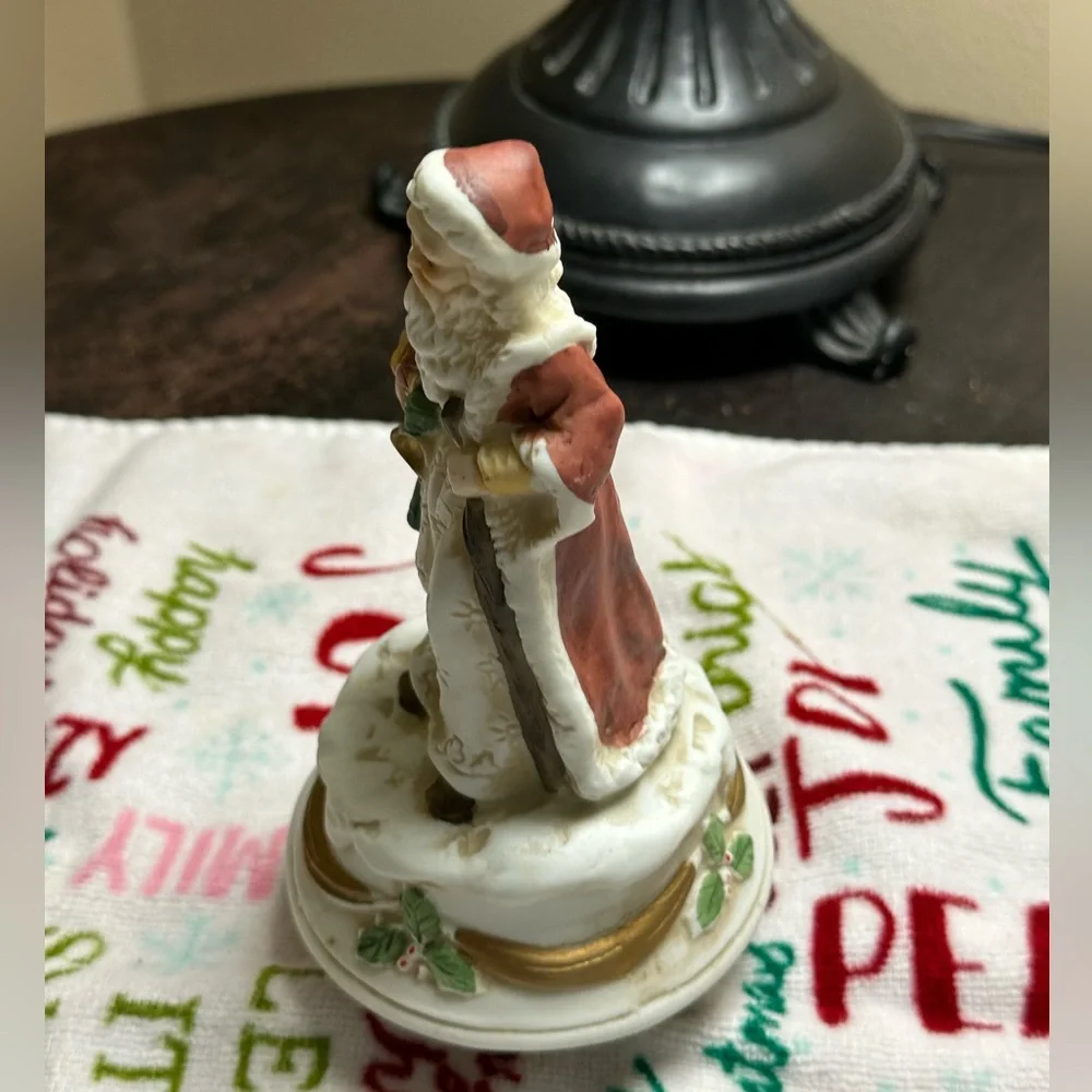 Musical Santa Claus Figurine with Gold Accents